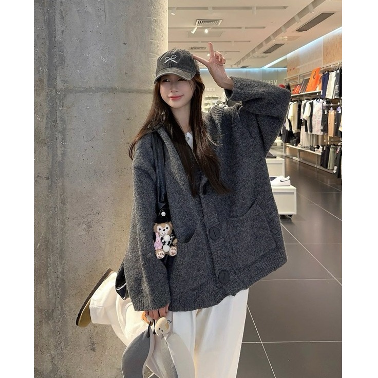 bunny_stall 🤎滿滿的高級感厚實保暖款連帽針織外套/3Colors-細節圖5