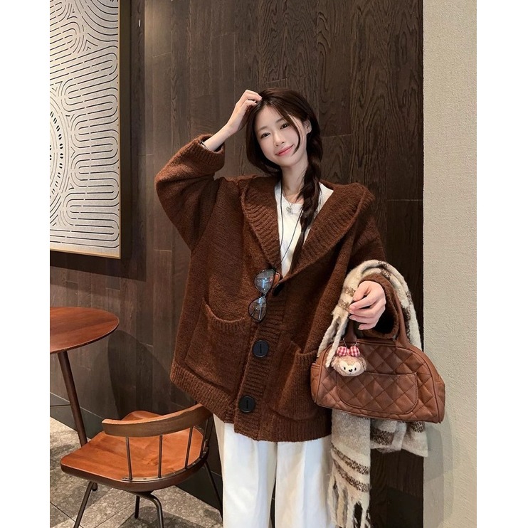 bunny_stall 🤎滿滿的高級感厚實保暖款連帽針織外套/3Colors-細節圖7