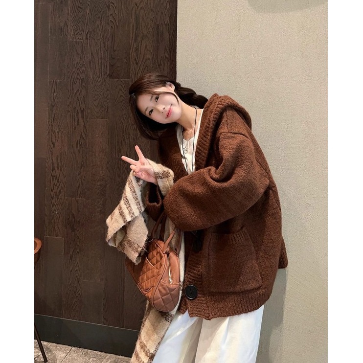 bunny_stall 🤎滿滿的高級感厚實保暖款連帽針織外套/3Colors-細節圖8