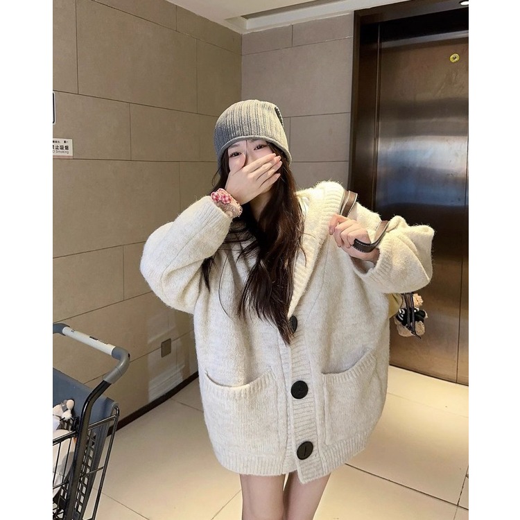 bunny_stall 🤎滿滿的高級感厚實保暖款連帽針織外套/3Colors-規格圖9