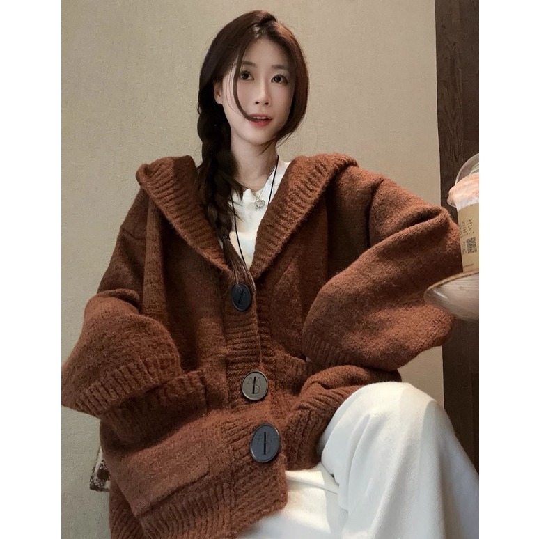 bunny_stall 🤎滿滿的高級感厚實保暖款連帽針織外套/3Colors-規格圖9