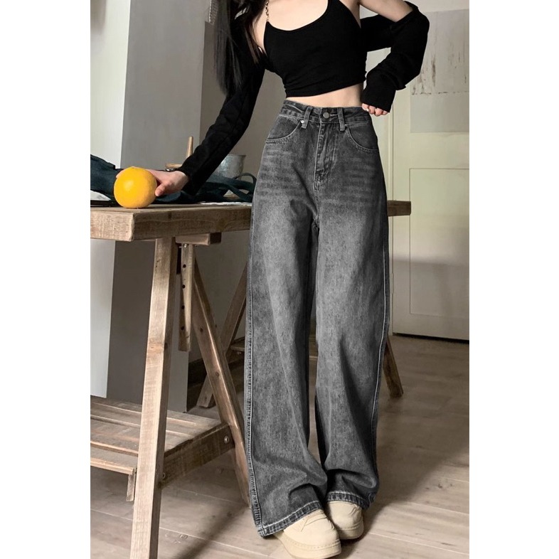 bunny_stall 本期必敗的百搭神褲🥇復古水洗黑直筒牛仔長褲/S-XL-細節圖2