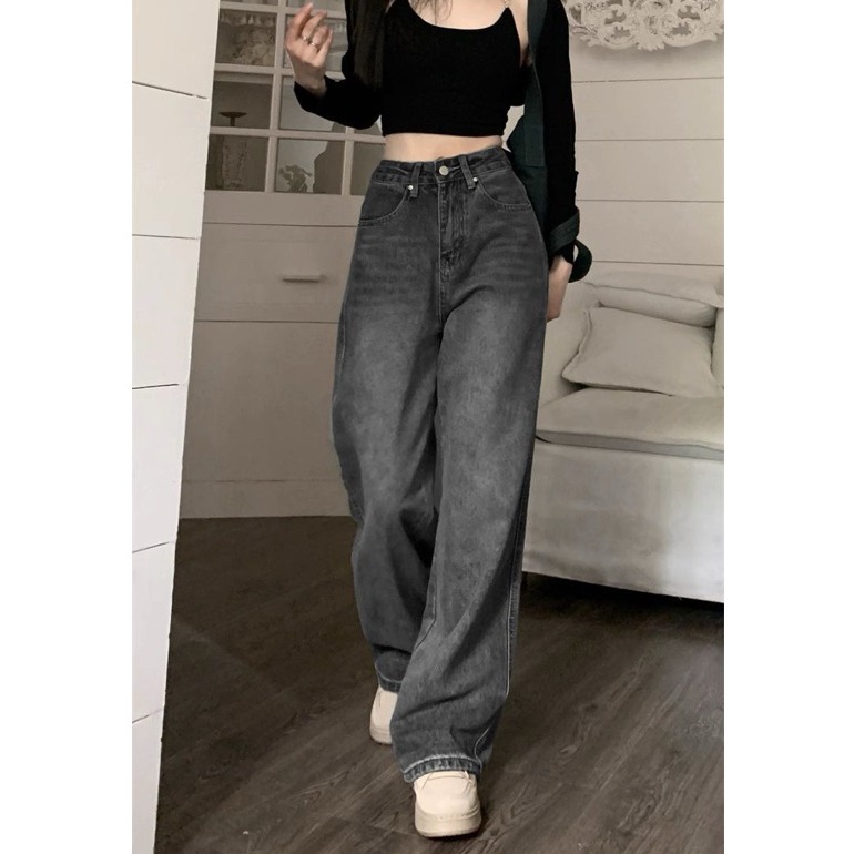 bunny_stall 本期必敗的百搭神褲🥇復古水洗黑直筒牛仔長褲/S-XL-細節圖4