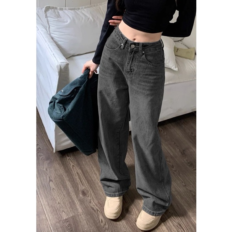 bunny_stall 本期必敗的百搭神褲🥇復古水洗黑直筒牛仔長褲/S-XL-細節圖6