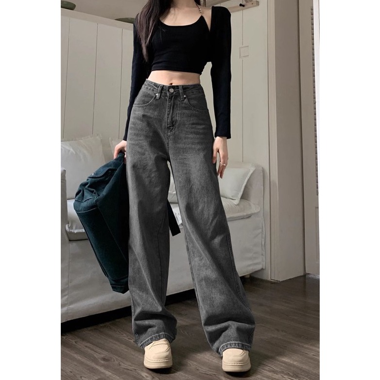 bunny_stall 本期必敗的百搭神褲🥇復古水洗黑直筒牛仔長褲/S-XL-細節圖7