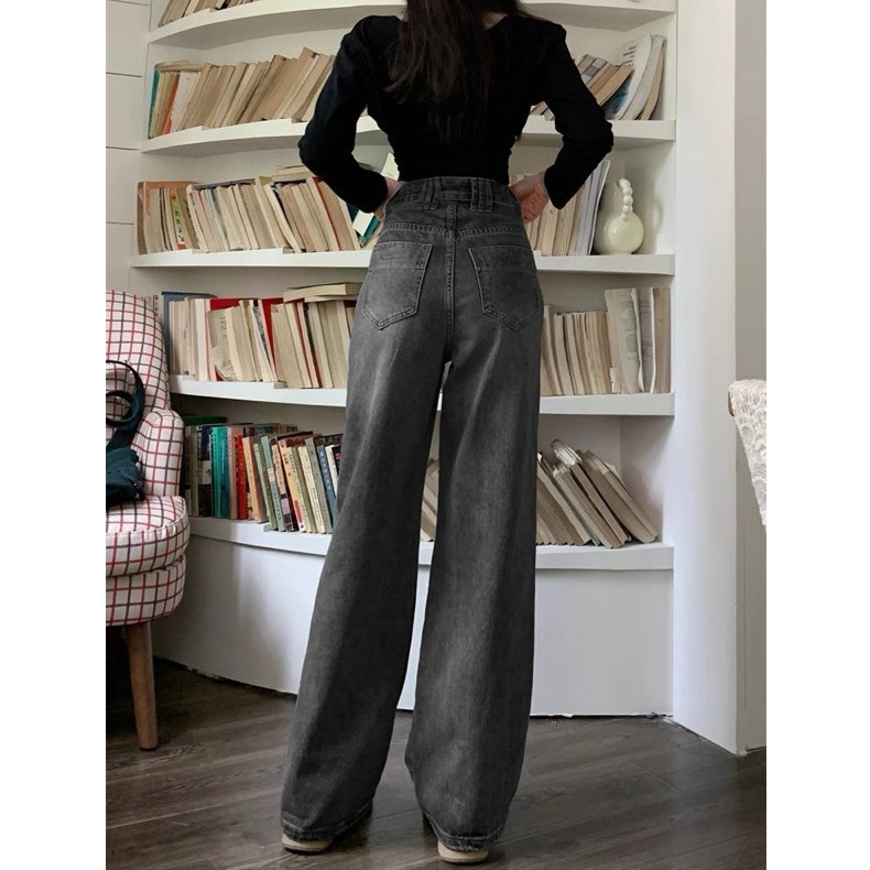 bunny_stall 本期必敗的百搭神褲🥇復古水洗黑直筒牛仔長褲/S-XL-細節圖9