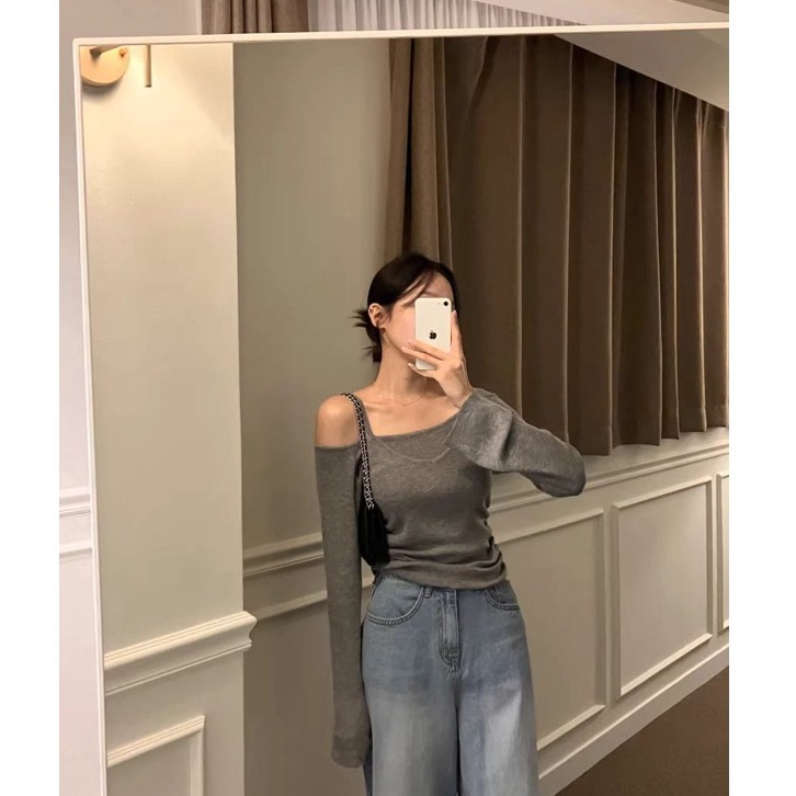 bunny_stall 🩶越看越好看的純色氣質露肩針織衫/3Colors-細節圖2