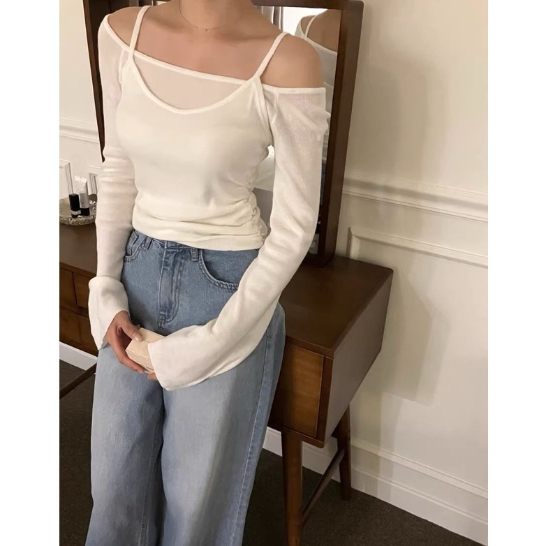 bunny_stall 🩶越看越好看的純色氣質露肩針織衫/3Colors-細節圖4