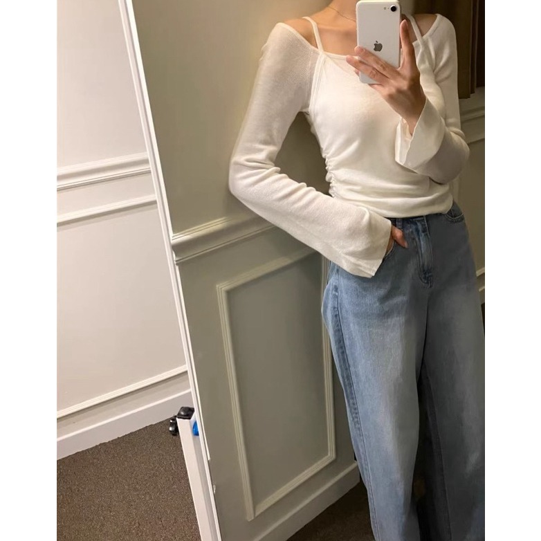 bunny_stall 🩶越看越好看的純色氣質露肩針織衫/3Colors-細節圖5