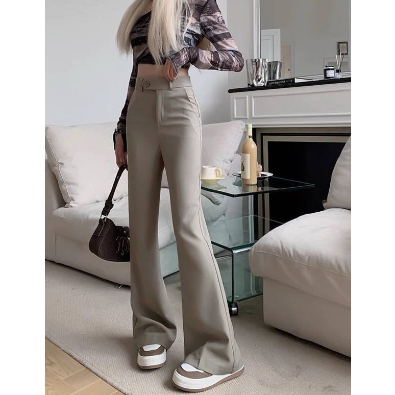 bunny_stall 擁有筆直長腿的秘密🤎超顯瘦的高腰直筒西裝喇叭褲落地褲/S-XL-細節圖2