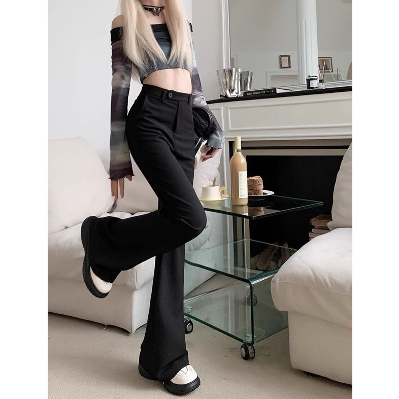 bunny_stall 擁有筆直長腿的秘密🤎超顯瘦的高腰直筒西裝喇叭褲落地褲/S-XL-細節圖6