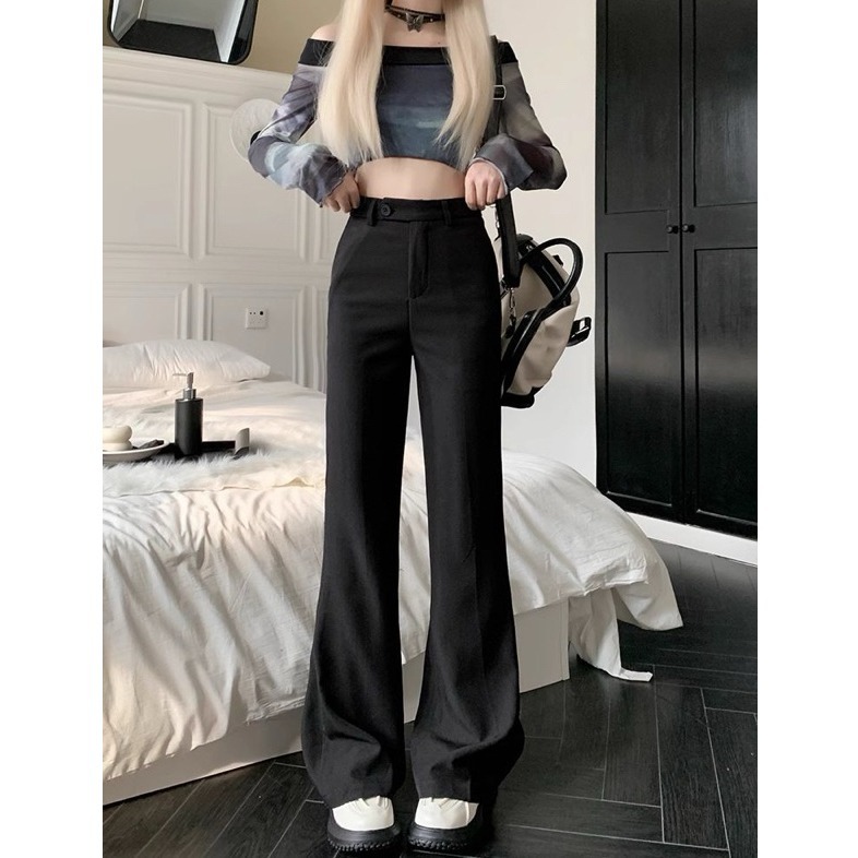 bunny_stall 擁有筆直長腿的秘密🤎超顯瘦的高腰直筒西裝喇叭褲落地褲/S-XL-細節圖7