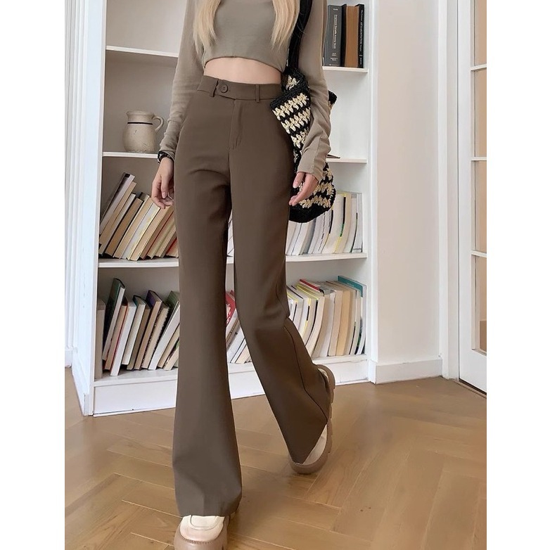 bunny_stall 擁有筆直長腿的秘密🤎超顯瘦的高腰直筒西裝喇叭褲落地褲/S-XL-細節圖9