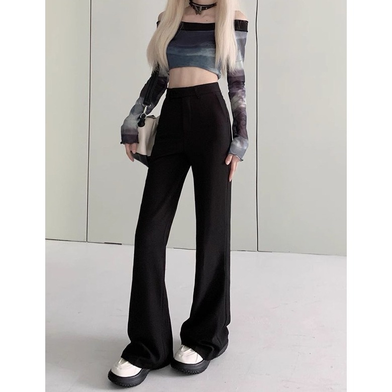 bunny_stall 擁有筆直長腿的秘密🤎超顯瘦的高腰直筒西裝喇叭褲落地褲/S-XL-規格圖9