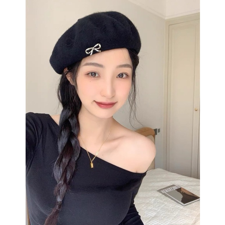 bunny_stall (現貨)我的完美初秋🍂小巧蝴蝶結點綴的百搭貝雷帽-細節圖4