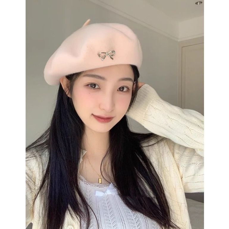 bunny_stall (現貨)我的完美初秋🍂小巧蝴蝶結點綴的百搭貝雷帽-細節圖5