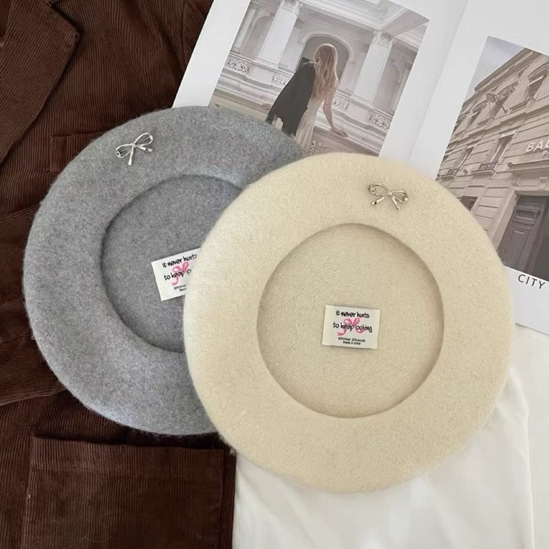 bunny_stall (現貨)我的完美初秋🍂小巧蝴蝶結點綴的百搭貝雷帽-細節圖7