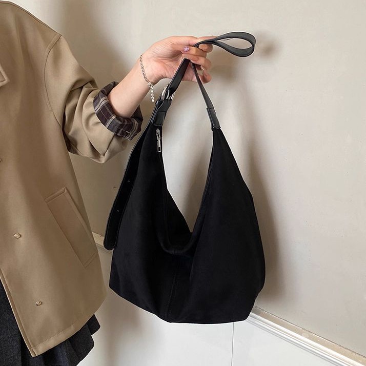 bunny_stall 秋日呢喃🤎韓系小眾設計的百搭麂皮單肩包/斜垮包-細節圖7