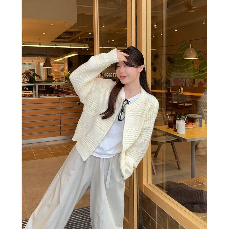 bunny_stall 高級慵懶風🍁雙拉鍊厚實粗針織外套/3Colors-細節圖4