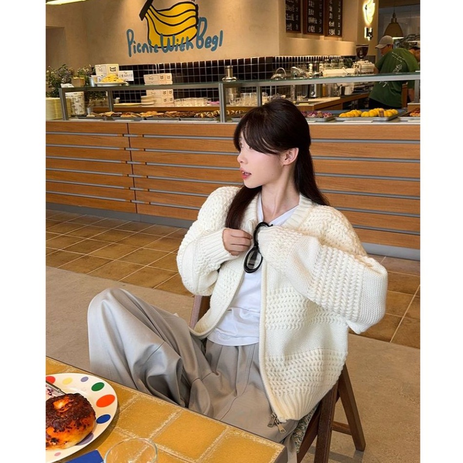 bunny_stall 高級慵懶風🍁雙拉鍊厚實粗針織外套/3Colors-細節圖5