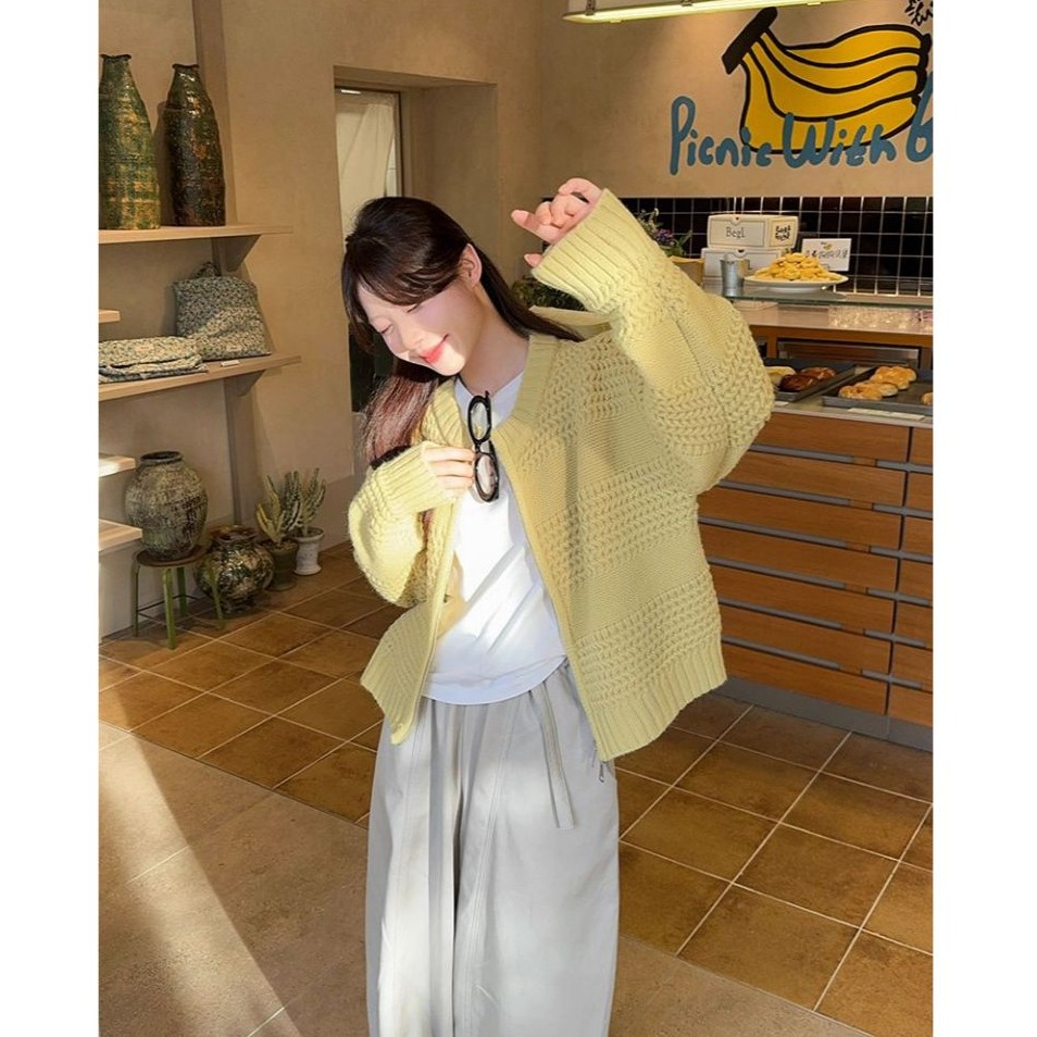 bunny_stall 高級慵懶風🍁雙拉鍊厚實粗針織外套/3Colors-細節圖9