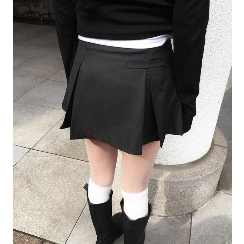 bunny_stall 梨大女大生穿搭術🖤學院風Polo領兩件式上衣+百搭質感短裙/S-L-細節圖8