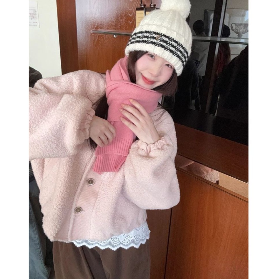 bunny_stall 高顏值💖厚實款立領羊羔毛短版外套/3Colors-細節圖4