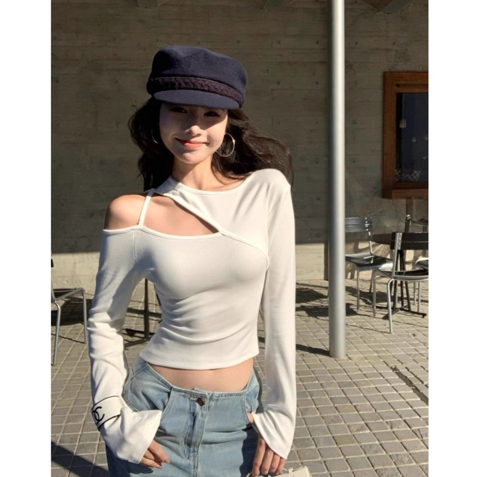 bunny_stall 露肩小心機💕修身顯瘦的經典甜辣風彈力長袖上衣/3Colors-細節圖6