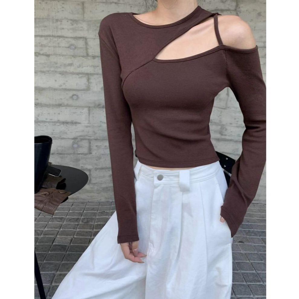 bunny_stall 露肩小心機💕修身顯瘦的經典甜辣風彈力長袖上衣/3Colors-細節圖7