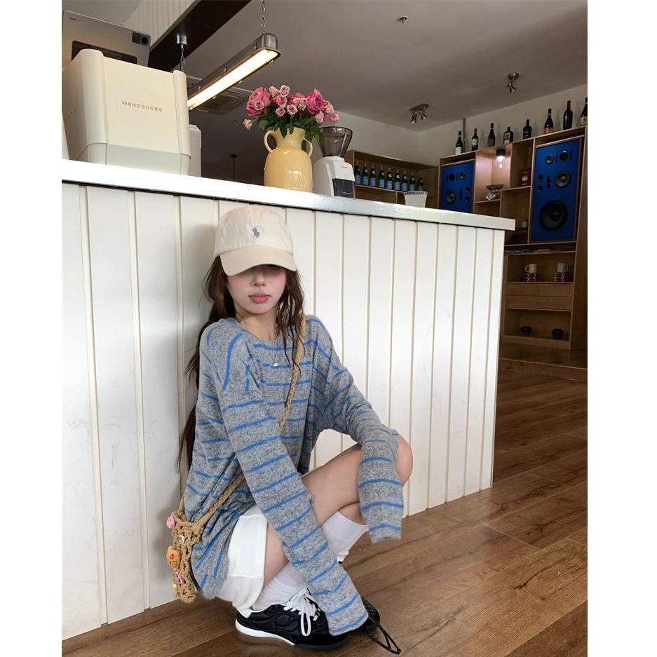 bunny_stall 親膚款！寬鬆顯瘦的百搭休閒條紋針織衫/S-L-細節圖4