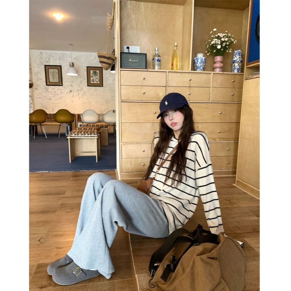 bunny_stall 親膚款！寬鬆顯瘦的百搭休閒條紋針織衫/S-L-細節圖8