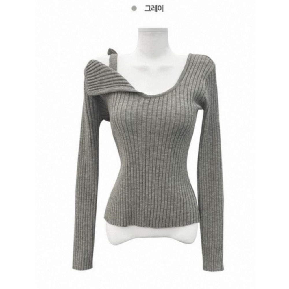 bunny_stall 秋冬氛圍🍁小眾設計款不對稱蝴蝶結綁帶針織衫/S-L-規格圖8