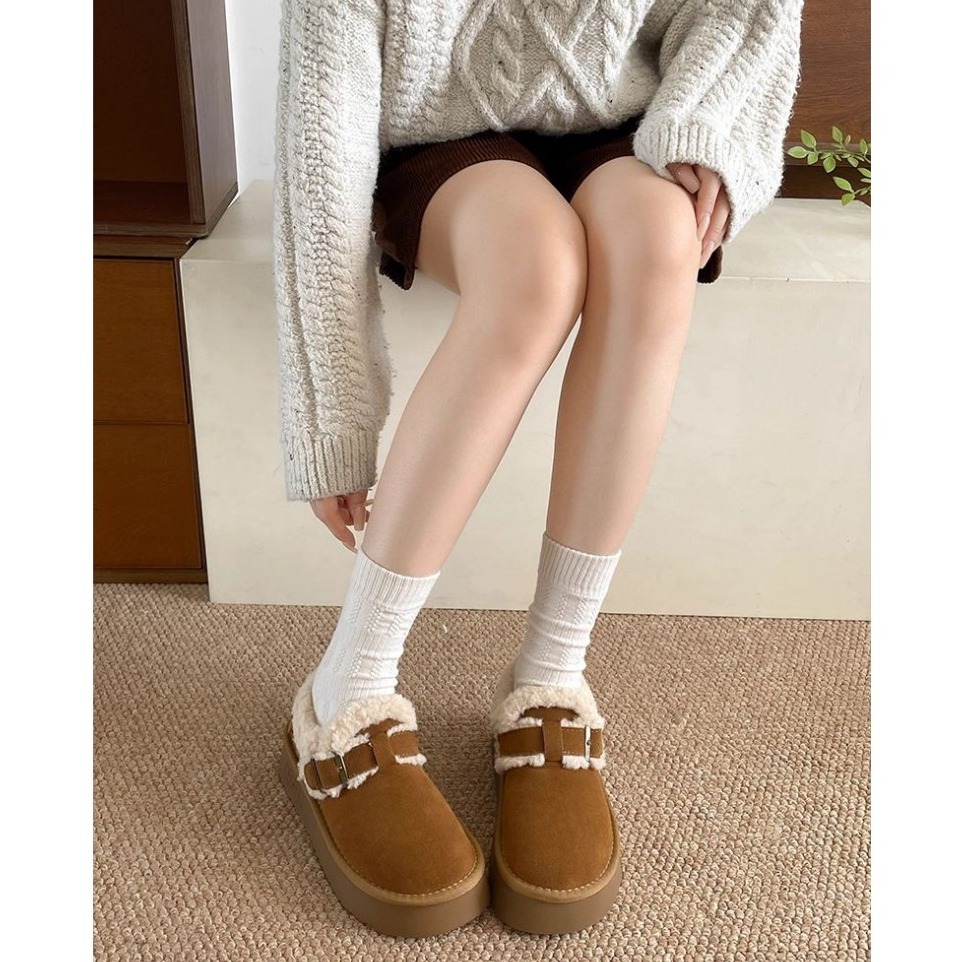 bunny_stall 愛戀冬日🤎暖心絨面的保暖厚底雪鞋/勃肯短靴-細節圖2