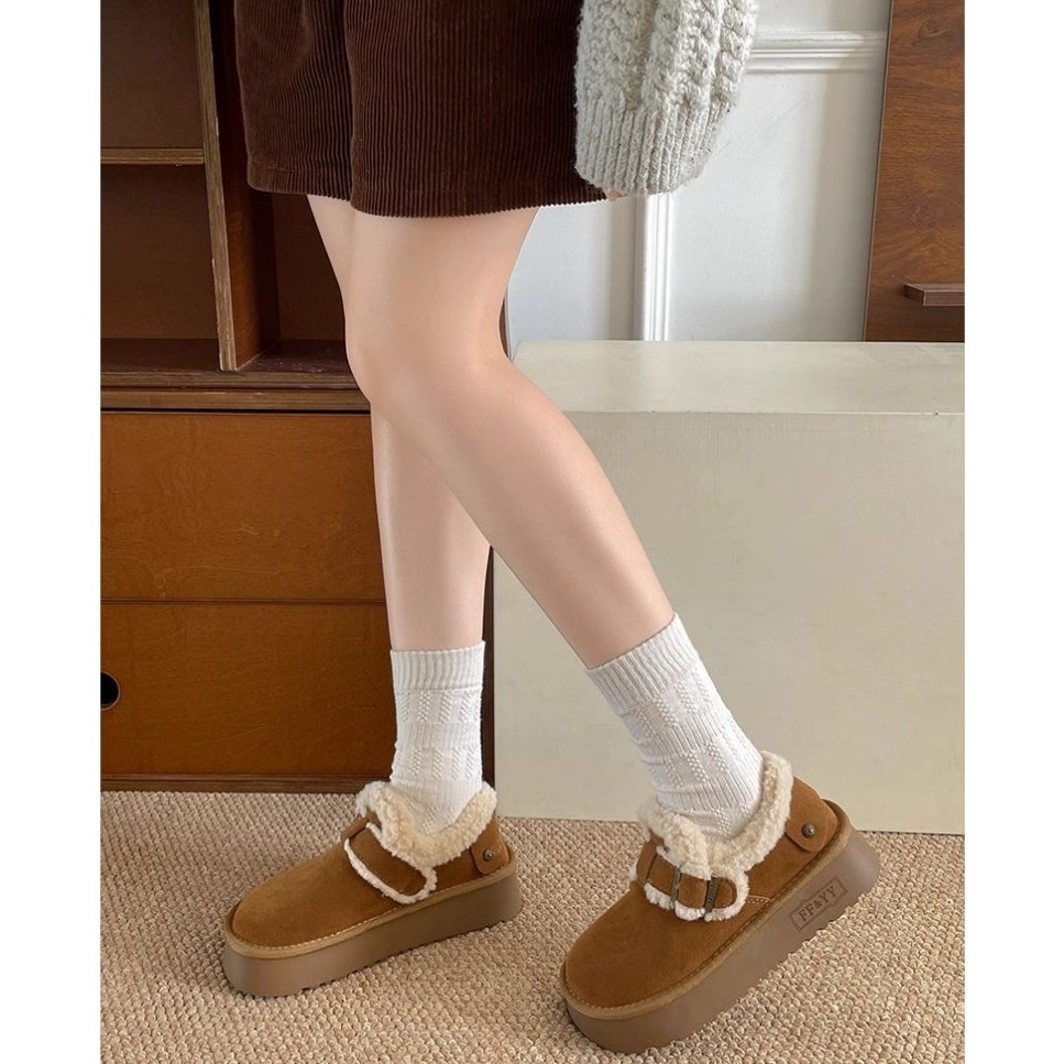 bunny_stall 愛戀冬日🤎暖心絨面的保暖厚底雪鞋/勃肯短靴-細節圖4