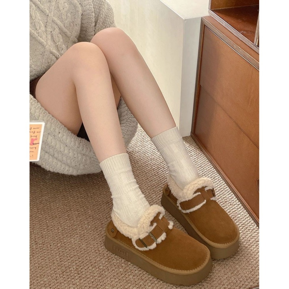 bunny_stall 愛戀冬日🤎暖心絨面的保暖厚底雪鞋/勃肯短靴-細節圖5