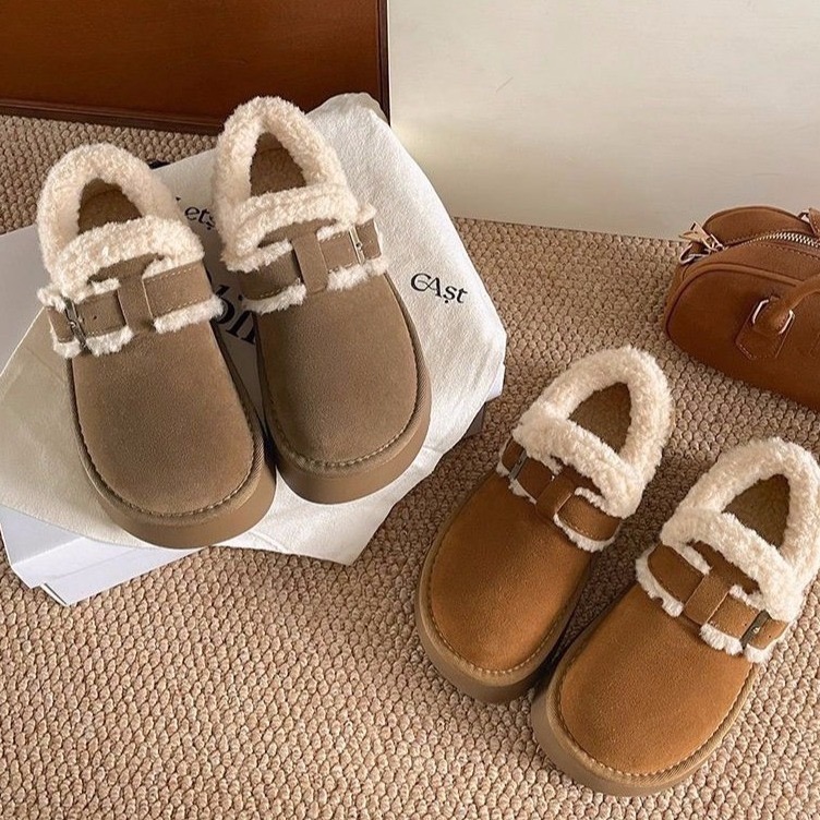 bunny_stall (現貨)愛戀冬日🤎暖心絨面的保暖厚底雪靴/勃肯短靴-細節圖8