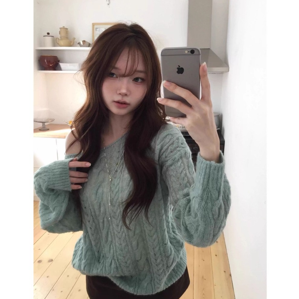 bunny_stall 冷霜質感💜韓系慵懶風麻花針織毛衣/S-L-細節圖5