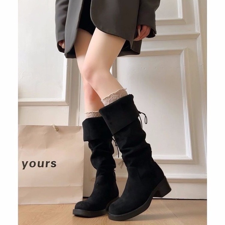 bunny_stall 細節感滿分❣️非常修飾腳型的麂皮絨高筒長靴/可反摺/3Colors-細節圖3