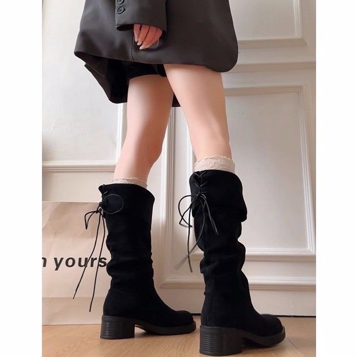 bunny_stall 細節感滿分❣️非常修飾腳型的麂皮絨高筒長靴/可反摺/3Colors-細節圖4