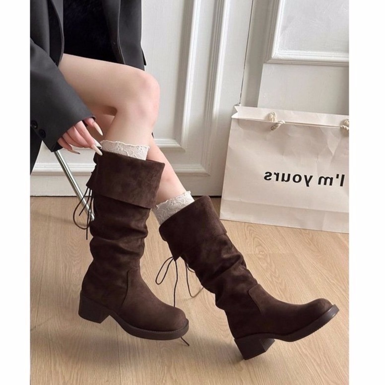 bunny_stall 細節感滿分❣️非常修飾腳型的麂皮絨高筒長靴/可反摺/3Colors-細節圖5