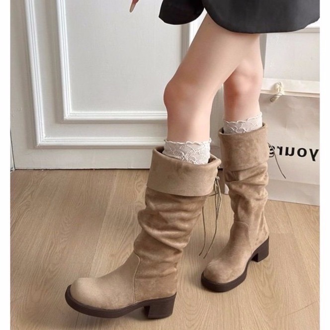 bunny_stall 細節感滿分❣️非常修飾腳型的麂皮絨高筒長靴/可反摺/3Colors-細節圖8