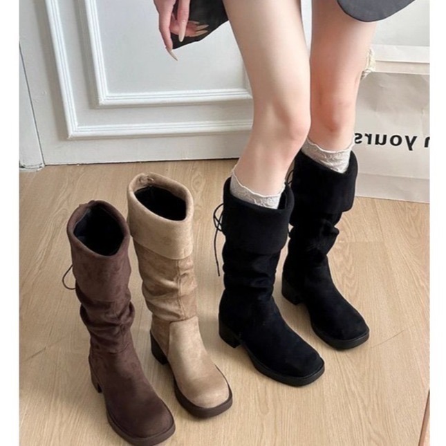 bunny_stall 細節感滿分❣️非常修飾腳型的麂皮絨高筒長靴/可反摺/3Colors-細節圖9