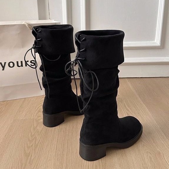 bunny_stall 細節感滿分❣️非常修飾腳型的麂皮絨高筒長靴/可反摺/3Colors-規格圖9