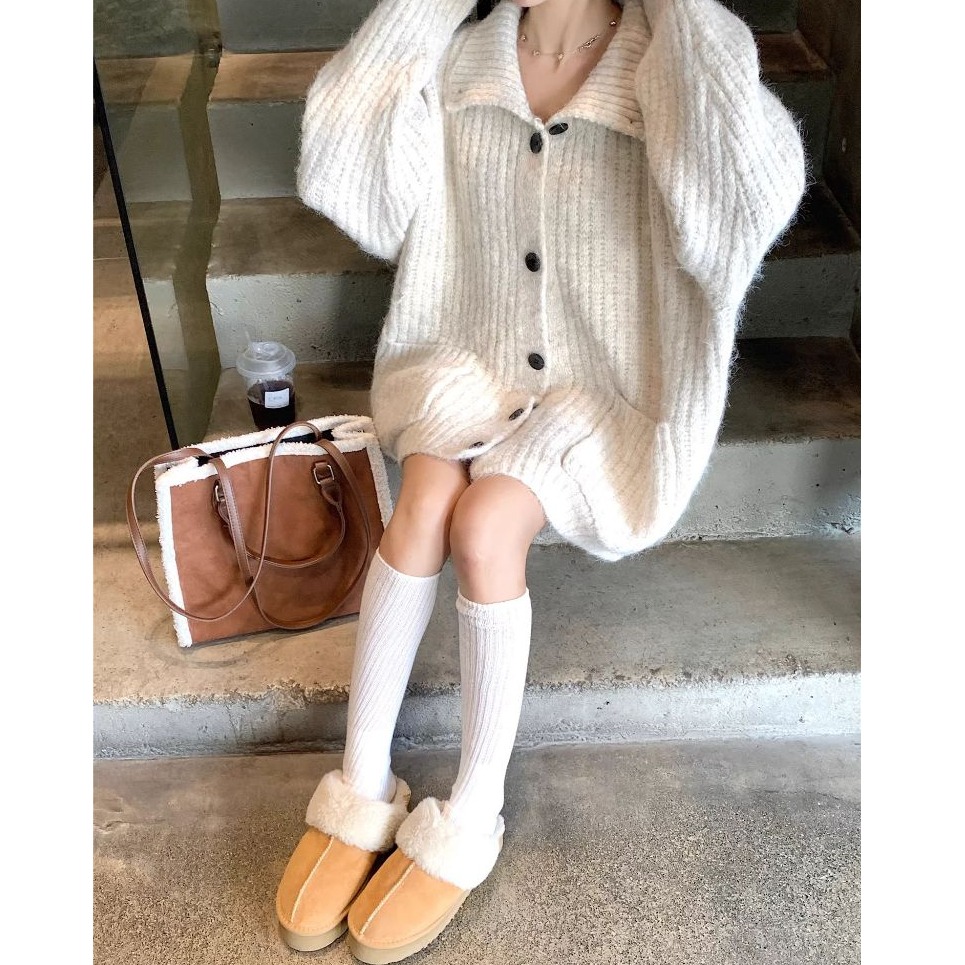 bunny_stall 單穿沒問題💕寬鬆顯瘦的雙口袋立領排扣針織外套/3Colors-細節圖4