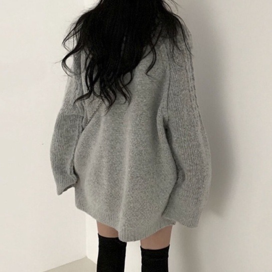 bunny_stall 可以單穿的V領麻花針織毛衣-細節圖4