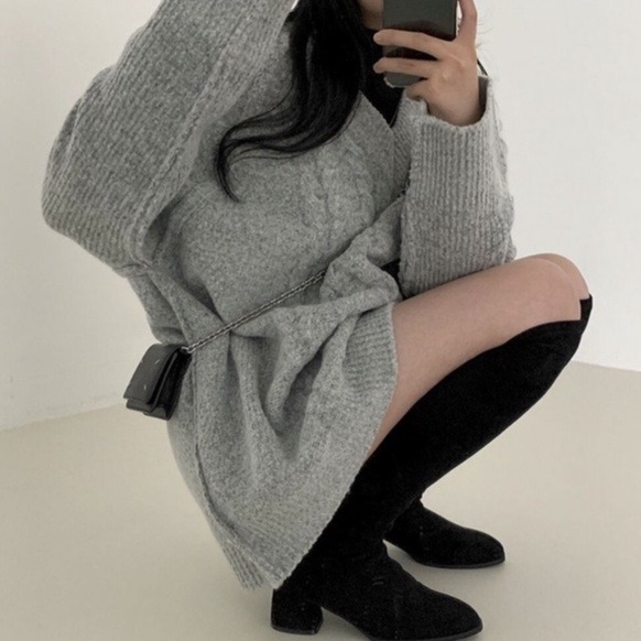 bunny_stall 可以單穿的V領麻花針織毛衣-細節圖5