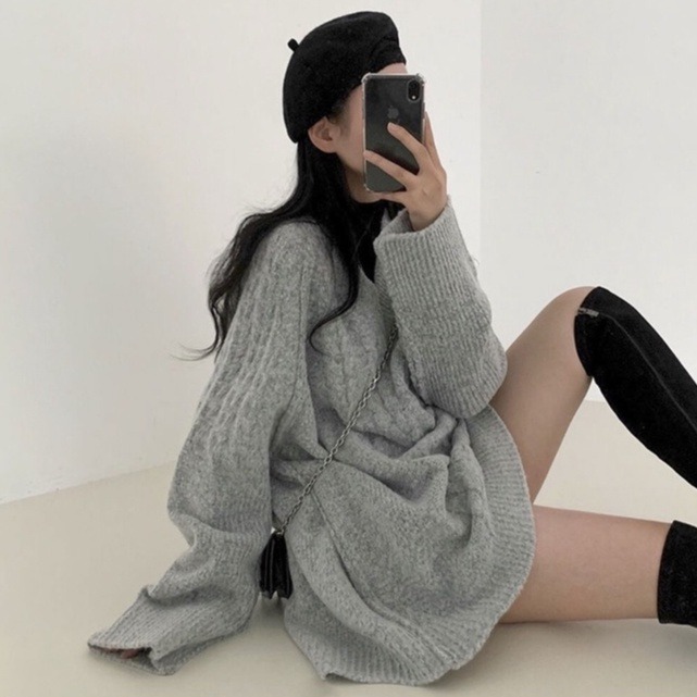 bunny_stall 可以單穿的V領麻花針織毛衣-細節圖6