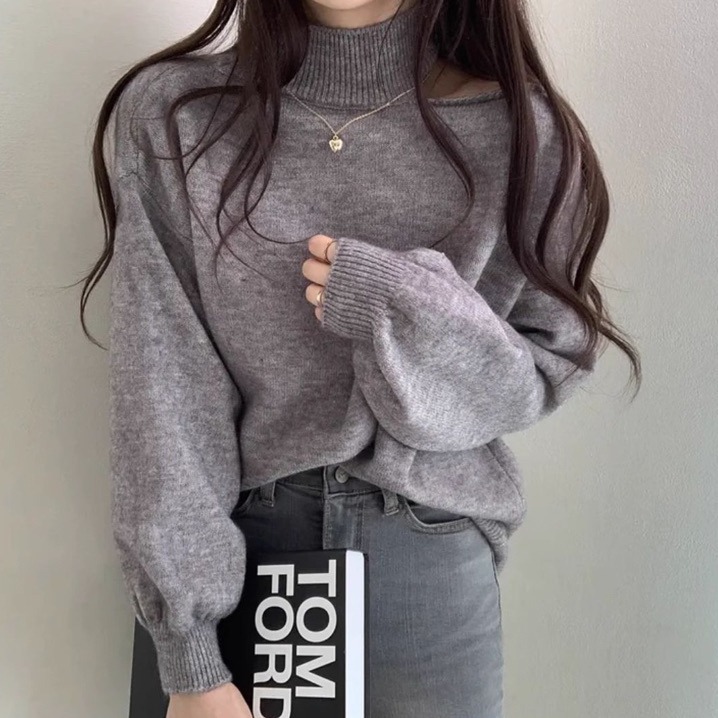 bunny_stall 🍂微性感露肩可單穿的針織毛衣/3Colors-細節圖5