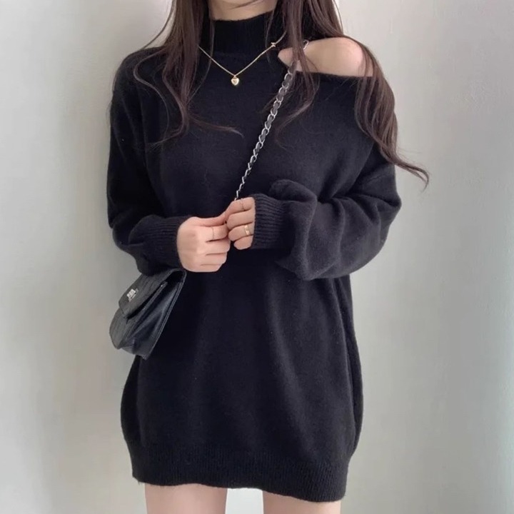 bunny_stall 🍂微性感露肩可單穿的針織毛衣/3Colors-細節圖9