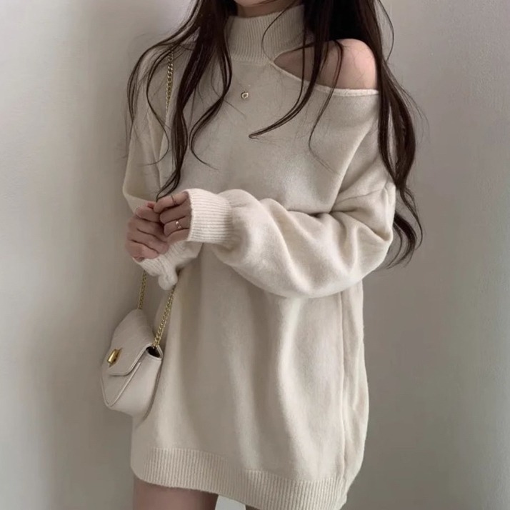 bunny_stall 🍂微性感露肩可單穿的針織毛衣/3Colors-規格圖9